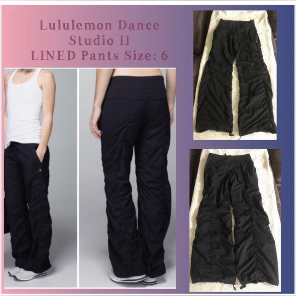 Lululemon Dance Studio II Pants LINED Joggers Wide
Leg 6 Small Black